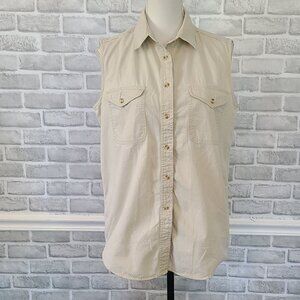 Vintage County Seat Nuovo Jeanswear Cotton Vest Y2K Sleeveless Biker Safari Lg